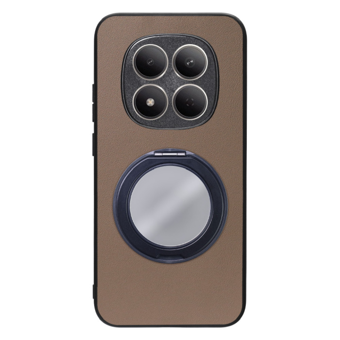 [ LOOF RING-SHELL (ミラー Ver.) ] REDMI Note 15 Pro 5G Xiaomi スマホケース 背面 ケース カバー ミラー付きスマホリング スタンド 本革 レザー 落下防止  [ REDMI Note 15 Pro 5G ]