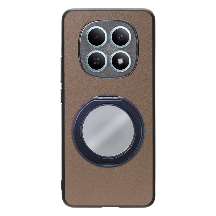 [ LOOF RING-SHELL (ミラー Ver.) ] REDMI Note 15 5G Xiaomi 25098RA98G スマホケース 背面 ケース カバー ミラー付きスマホリング スタンド 本革 レザー 落下防止  [ REDMI Note 15 5G ]