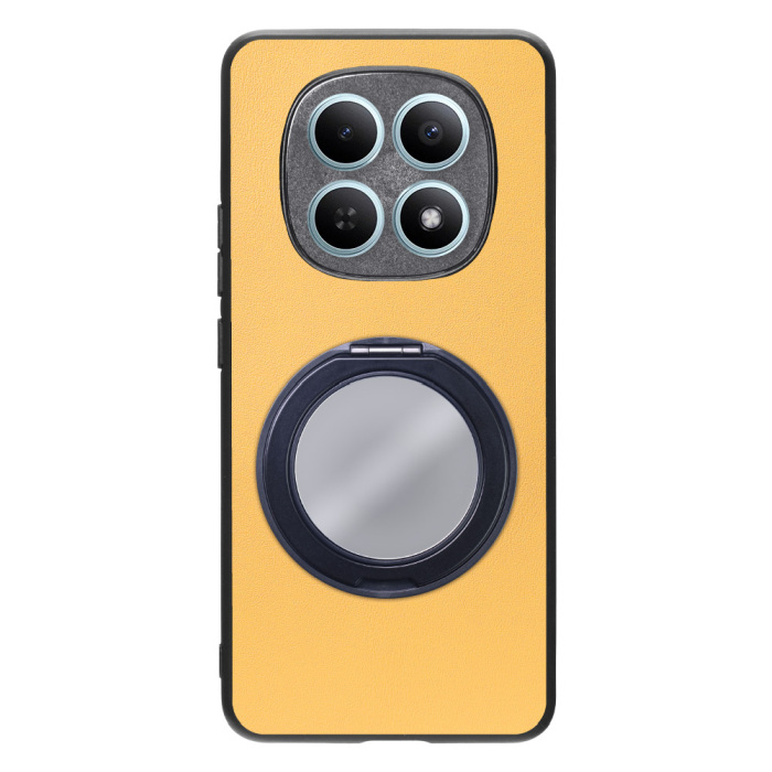 [ LOOF RING-SHELL (ミラー Ver.) ] POCO M8 5G Xiaomi 25118PC98G スマホケース 背面 ケース カバー ミラー付きスマホリング スタンド 本革 レザー 落下防止  [ POCO M8 5G ]