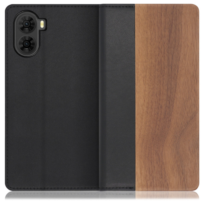 [ LOOF NATURE ] nubia S2 A504ZT スマホケース ケース カバー 手帳型ケース カード収納 マグネット付き 天然木 本革 ベルトなし [ nubia S2 ]