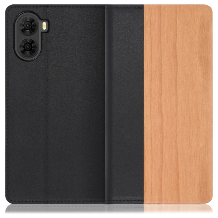 [ LOOF NATURE ] nubia S2 A504ZT スマホケース ケース カバー 手帳型ケース カード収納 マグネット付き 天然木 本革 ベルトなし [ nubia S2 ]