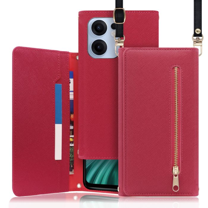 [ LOOF SHOULDER ] OPPO Reno13 A  スマホケース ケース カバー ショルダー スマホショルダー ストラップ 肩掛け 首掛け 手帳型ケース カード収納 マグネット付き ベルトなし [ OPPO Reno13 A ]