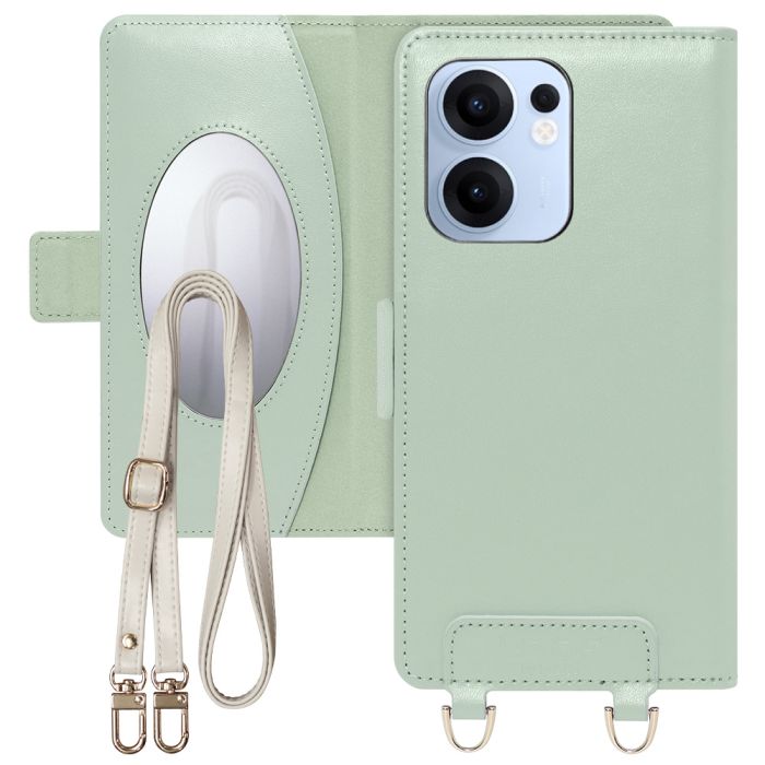 [ LOOF SWEET MIRROR ] OPPO Reno13 A  スマホケース  ショルダー付き手帳型スマホケース ミラー付き カードポケット 本革 [ OPPO Reno13 A ]