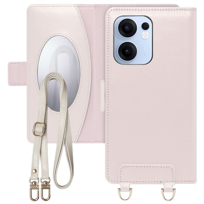 [ LOOF SWEET MIRROR ] OPPO Reno13 A  スマホケース  ショルダー付き手帳型スマホケース ミラー付き カードポケット 本革 [ OPPO Reno13 A ]