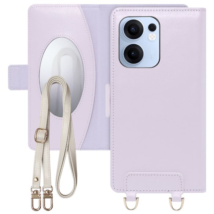 [ LOOF SWEET MIRROR ] OPPO Reno13 A  スマホケース  ショルダー付き手帳型スマホケース ミラー付き カードポケット 本革 [ OPPO Reno13 A ]