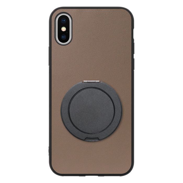 [ LOOF RING-SHELL (シンプル Ver.) ] iPhone X / XS iPhonex iPhonexs スマホケース 背面 ケース カバー ハードケース スマホリング リング付き 本革 ストラップホール [ iPhone X / XS ]