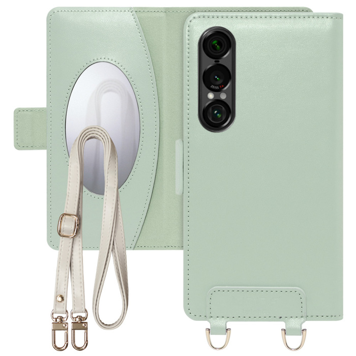 [ LOOF SWEET MIRROR ] Xperia 1 VII SO-51F スマホケース  ショルダー付き手帳型スマホケース ミラー付き カードポケット 本革 [ Xperia 1 VII ]