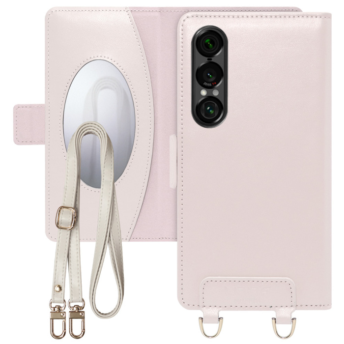 [ LOOF SWEET MIRROR ] Xperia 1 VII SO-51F スマホケース  ショルダー付き手帳型スマホケース ミラー付き カードポケット 本革 [ Xperia 1 VII ]