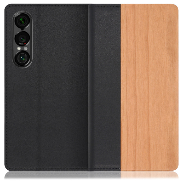 [ LOOF NATURE ] Xperia 1 VII SO-51F スマホケース ケース カバー 手帳型ケース カード収納 マグネット付き 天然木 本革 ベルトなし [ Xperia 1 VII ]