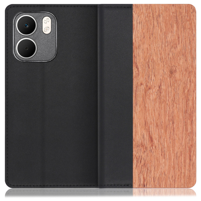 [ LOOF NATURE ] OPPO A5x オッポ スマホケース ケース カバー 手帳型ケース カード収納 マグネット付き 天然木 本革 ベルトなし [ OPPO A5x 用 ]