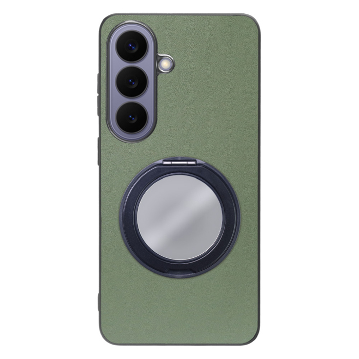 [ LOOF RING-SHELL (ミラー Ver.) ] Galaxy S26 Samsung SC-51G スマホケース 背面 ケース カバー ミラー付きスマホリング スタンド 本革 レザー 落下防止  [ Galaxy S26 ]