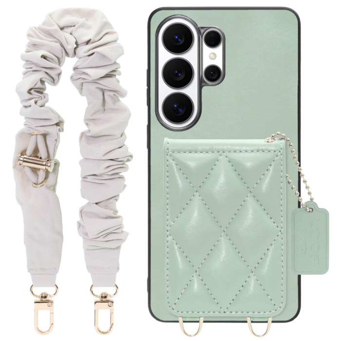 [ LOOF SWEET-SHELL SHUSHU ] Galaxy S26 Ultra Samsung SC-53G スマホケース キルティング加工のカードケース付き シュシュストラップ付き マグネット内蔵 カード収納 本革 パステルカラー [ Galaxy S26 Ultra ]