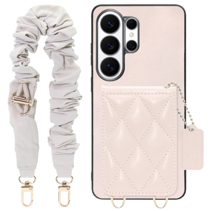 [ LOOF SWEET-SHELL SHUSHU ] Galaxy S26 Ultra Samsung SC-53G スマホケース キルティング加工のカードケース付き シュシュストラップ付き マグネット内蔵 カード収納 本革 パステルカラー [ Galaxy S26 Ultra ]