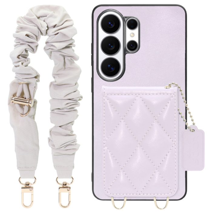 [ LOOF SWEET-SHELL SHUSHU ] Galaxy S26 Ultra Samsung SC-53G スマホケース キルティング加工のカードケース付き シュシュストラップ付き マグネット内蔵 カード収納 本革 パステルカラー [ Galaxy S26 Ultra ]