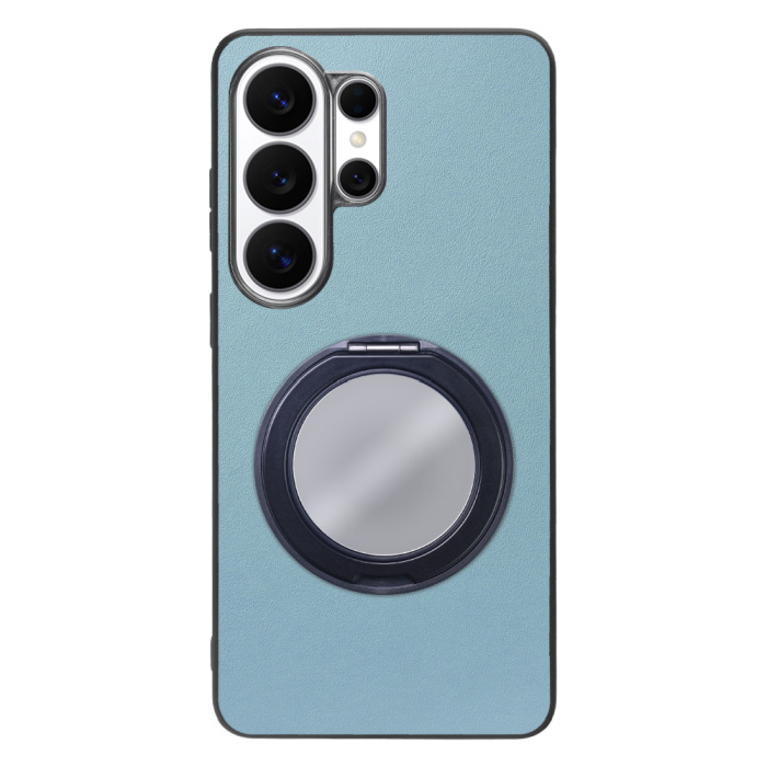 [ LOOF RING-SHELL (ミラー Ver.) ] Galaxy S26 Ultra Samsung SC-53G スマホケース 背面 ケース カバー ミラー付きスマホリング スタンド 本革 レザー 落下防止  [ Galaxy S26 Ultra ]