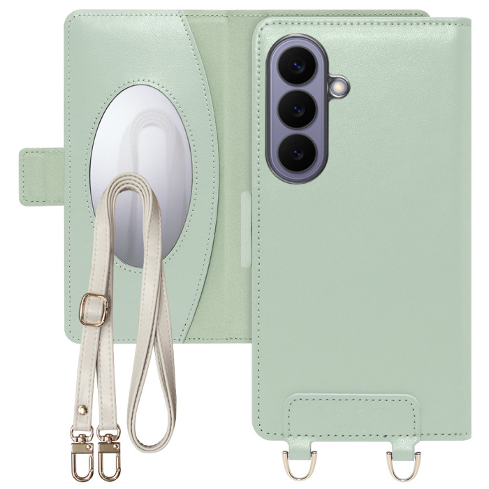 [ LOOF SWEET MIRROR ] Galaxy S26 Samsung SC-51G スマホケース  ショルダー付き手帳型スマホケース ミラー付き カードポケット 本革 [ Galaxy S26 ]