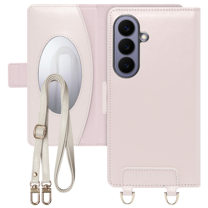 [ LOOF SWEET MIRROR ] Galaxy S26 Samsung SC-51G スマホケース  ショルダー付き手帳型スマホケース ミラー付き カードポケット 本革 [ Galaxy S26 ]