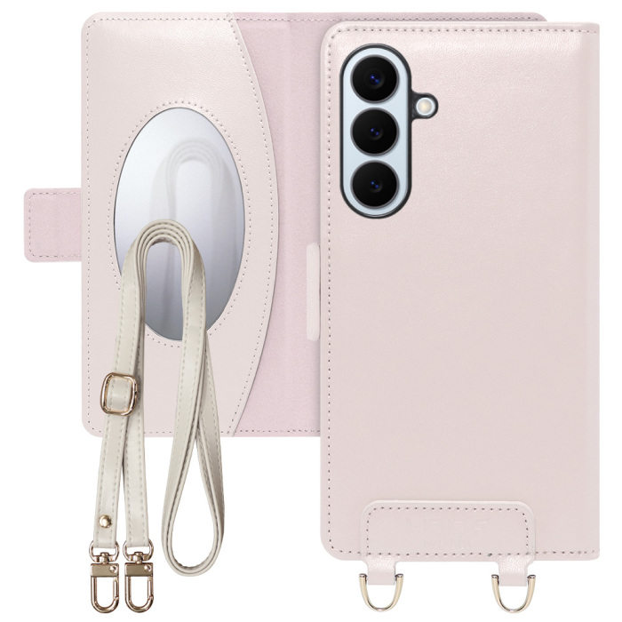 [ LOOF SWEET MIRROR ] Galaxy S26+ Samsung SC-52G スマホケース  ショルダー付き手帳型スマホケース ミラー付き カードポケット 本革 [ Galaxy S26+ ]