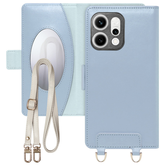 [ LOOF SWEET MIRROR ] OPPO Reno14 5G  スマホケース  ショルダー付き手帳型スマホケース ミラー付き カードポケット 本革 [ OPPO Reno14 5G ]