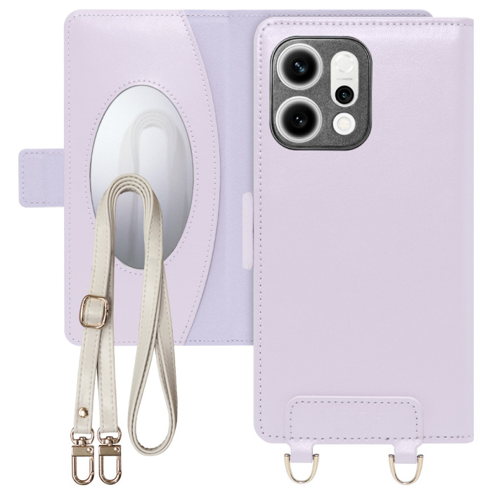 [ LOOF SWEET MIRROR ] OPPO Reno14 5G  スマホケース  ショルダー付き手帳型スマホケース ミラー付き カードポケット 本革 [ OPPO Reno14 5G ]