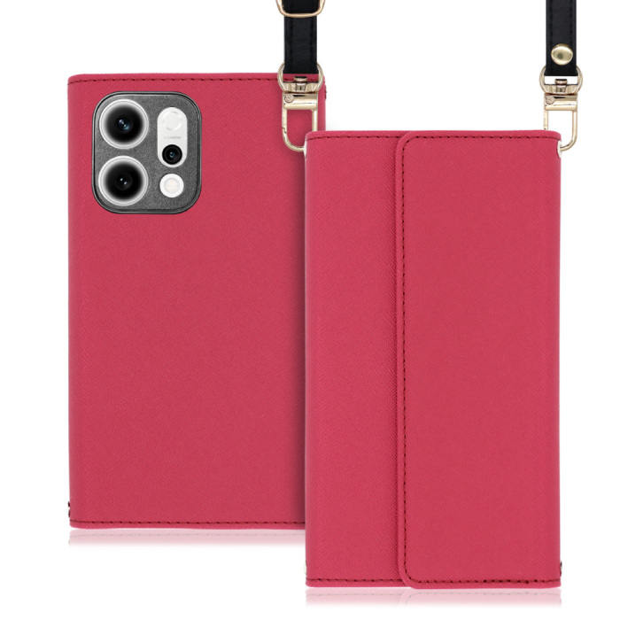 [ LOOF STRAP ] OPPO Reno14 5G  スマホケース ケース カバー ショルダー スマホショルダー ストラップ 肩掛け 首掛け 手帳型ケース カード収納 マグネット付き [ OPPO Reno14 5G ]