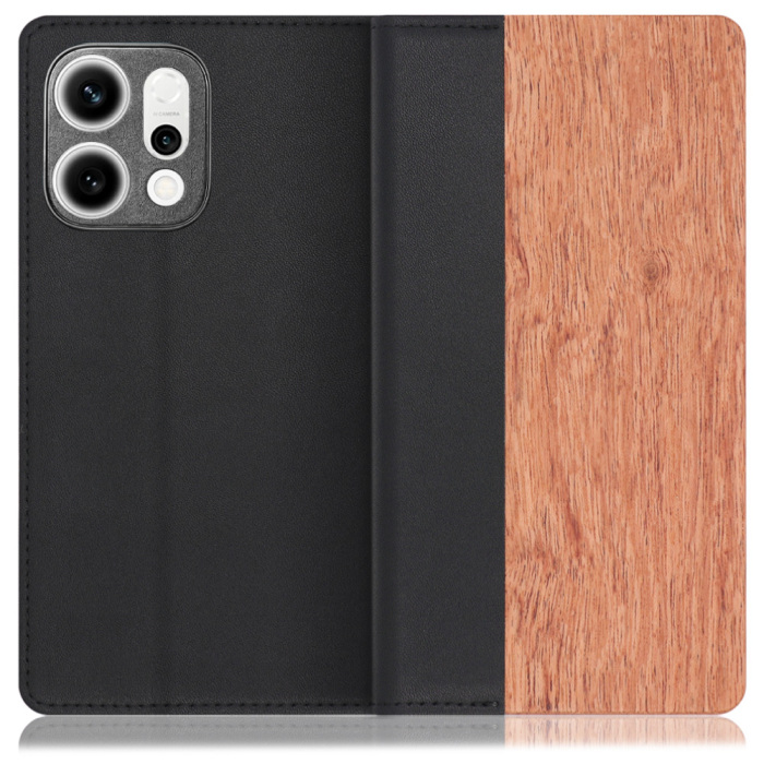 [ LOOF NATURE ] OPPO Reno14 5G  スマホケース ケース カバー 手帳型ケース カード収納 マグネット付き 天然木 本革 ベルトなし [ OPPO Reno14 5G ]