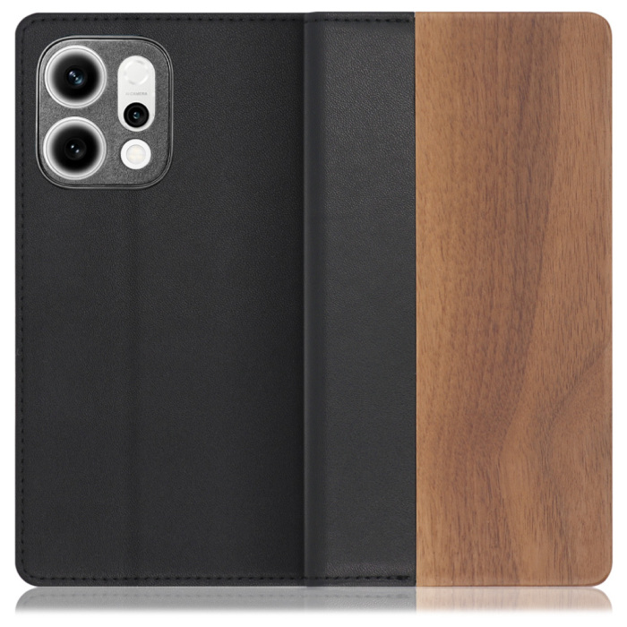 [ LOOF NATURE ] OPPO Reno14 5G  スマホケース ケース カバー 手帳型ケース カード収納 マグネット付き 天然木 本革 ベルトなし [ OPPO Reno14 5G ]