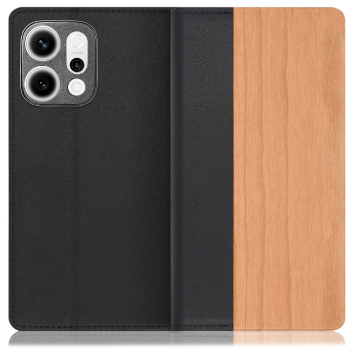 [ LOOF NATURE ] OPPO Reno14 5G  スマホケース ケース カバー 手帳型ケース カード収納 マグネット付き 天然木 本革 ベルトなし [ OPPO Reno14 5G ]