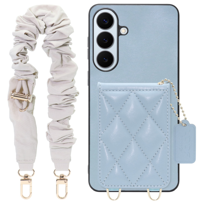 [ LOOF SWEET-SHELL SHUSHU ] Galaxy S26+ Samsung SC-52G スマホケース キルティング加工のカードケース付き シュシュストラップ付き マグネット内蔵 カード収納 本革 パステルカラー [ Galaxy S26+ ]