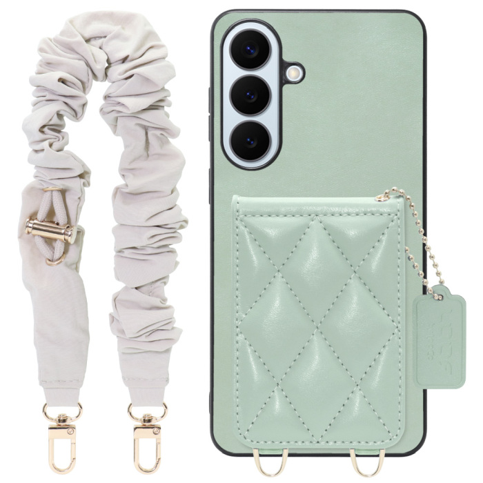 [ LOOF SWEET-SHELL SHUSHU ] Galaxy S26+ Samsung SC-52G スマホケース キルティング加工のカードケース付き シュシュストラップ付き マグネット内蔵 カード収納 本革 パステルカラー [ Galaxy S26+ ]