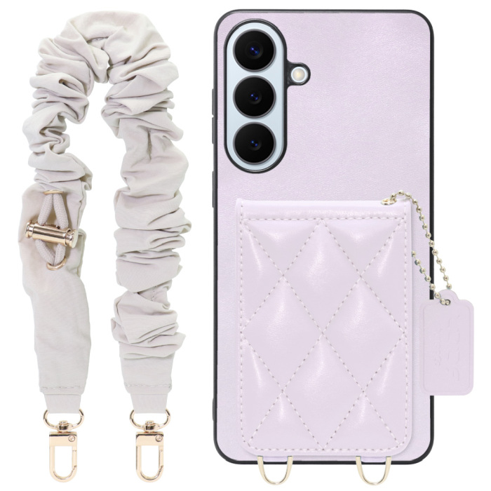 [ LOOF SWEET-SHELL SHUSHU ] Galaxy S26+ Samsung SC-52G スマホケース キルティング加工のカードケース付き シュシュストラップ付き マグネット内蔵 カード収納 本革 パステルカラー [ Galaxy S26+ ]