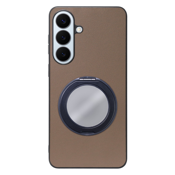 [ LOOF RING-SHELL (ミラー Ver.) ] Galaxy S26+ Samsung SC-52G スマホケース 背面 ケース カバー ミラー付きスマホリング スタンド 本革 レザー 落下防止  [ Galaxy S26+ ]