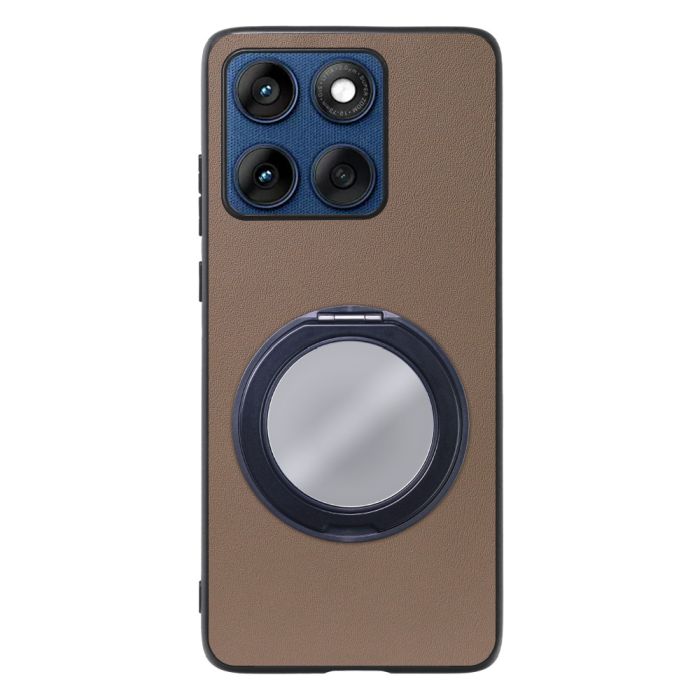 [ LOOF RING-SHELL (ミラー Ver.) ] motorola edge 60 モトローラ XT2507-3 XT2507-6 スマホケース 背面 ケース カバー ミラー付きスマホリング スタンド 本革 レザー 落下防止  [ motorola edge 60 ]