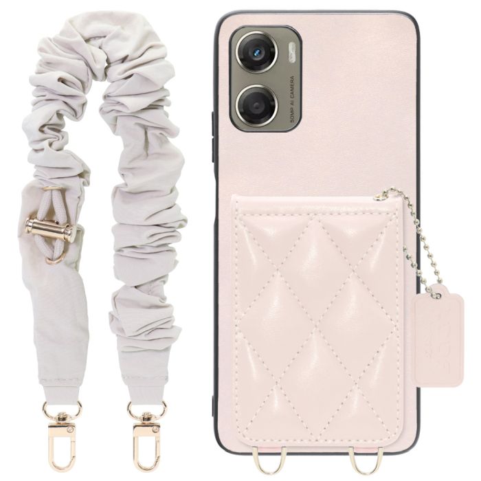 [ LOOF SWEET-SHELL SHUSHU ] moto g06 モトローラ XT2535-6 スマホケース キルティング加工のカードケース付き シュシュストラップ付き マグネット内蔵 カード収納 本革 パステルカラー [ moto g06 ]