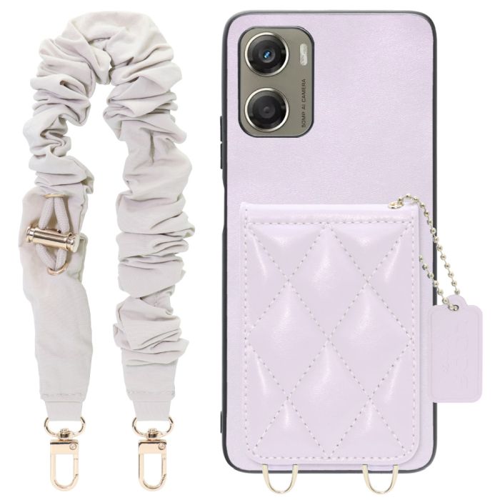 [ LOOF SWEET-SHELL SHUSHU ] moto g06 モトローラ XT2535-6 スマホケース キルティング加工のカードケース付き シュシュストラップ付き マグネット内蔵 カード収納 本革 パステルカラー [ moto g06 ]