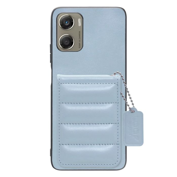 [ LOOF SWEET-SHELL CARD ] moto g06 モトローラ XT2535-6 スマホケース キルティング加工のカードケース付き マグネット内蔵 カード収納 本革 レザータグ＆チェーン付き パステルカラー [ moto g06 ]