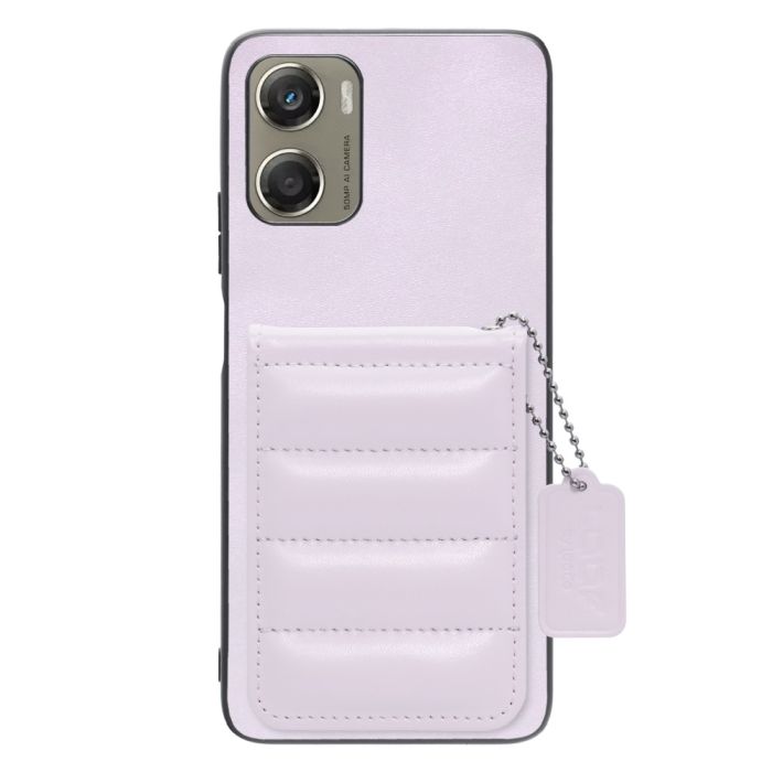 [ LOOF SWEET-SHELL CARD ] moto g06 モトローラ XT2535-6 スマホケース キルティング加工のカードケース付き マグネット内蔵 カード収納 本革 レザータグ＆チェーン付き パステルカラー [ moto g06 ]