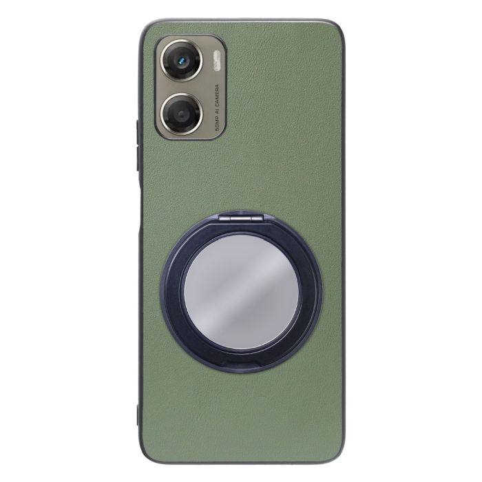 [ LOOF RING-SHELL (ミラー Ver.) ] moto g06 モトローラ XT2535-6 スマホケース 背面 ケース カバー ミラー付きスマホリング スタンド 本革 レザー 落下防止  [ moto g06 ]