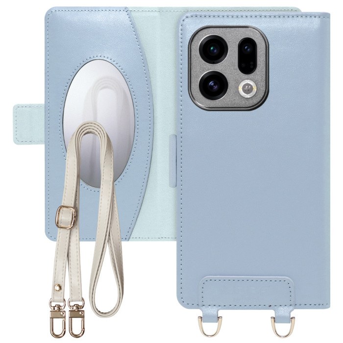 [ LOOF SWEET MIRROR ] OPPO Find X9 OPG07 CPH2797 スマホケース  ショルダー付き手帳型スマホケース ミラー付き カードポケット 本革 [ OPPO Find X9 ]