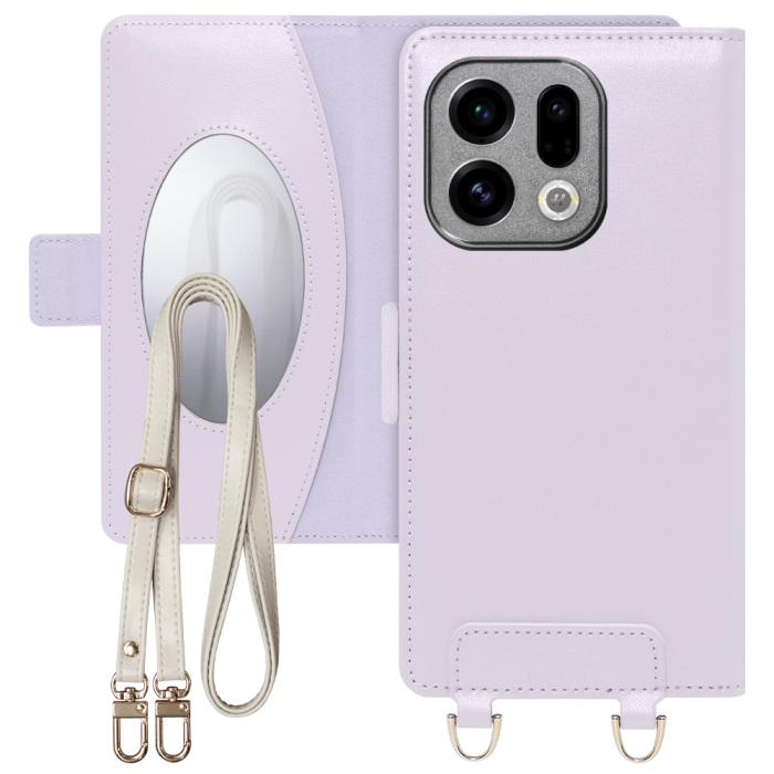 [ LOOF SWEET MIRROR ] OPPO Find X9 OPG07 CPH2797 スマホケース  ショルダー付き手帳型スマホケース ミラー付き カードポケット 本革 [ OPPO Find X9 ]