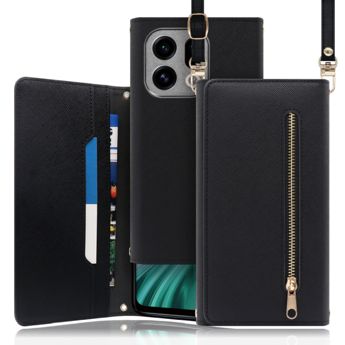 [ LOOF SHOULDER ] OPPO Find X9 OPG07 CPH2797 スマホケース ケース カバー ショルダー スマホショルダー ストラップ 肩掛け 首掛け 手帳型ケース カード収納 マグネット付き ベルトなし [ OPPO Find X9 ]