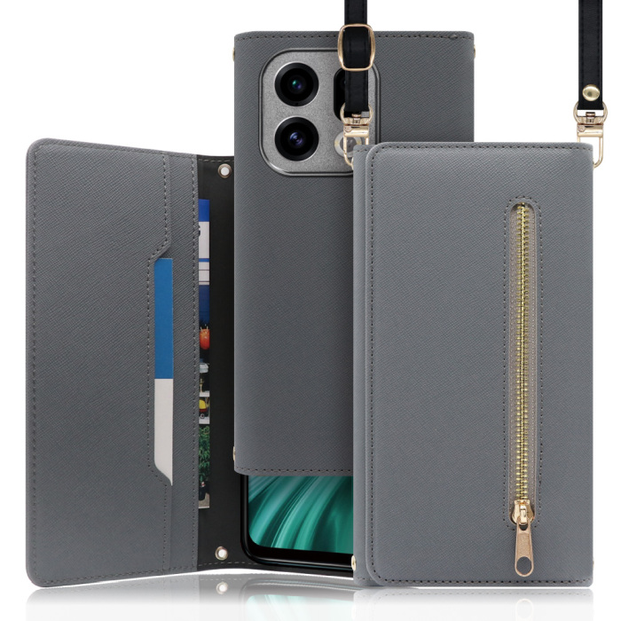 [ LOOF SHOULDER ] OPPO Find X9 OPG07 CPH2797 スマホケース ケース カバー ショルダー スマホショルダー ストラップ 肩掛け 首掛け 手帳型ケース カード収納 マグネット付き ベルトなし [ OPPO Find X9 ]