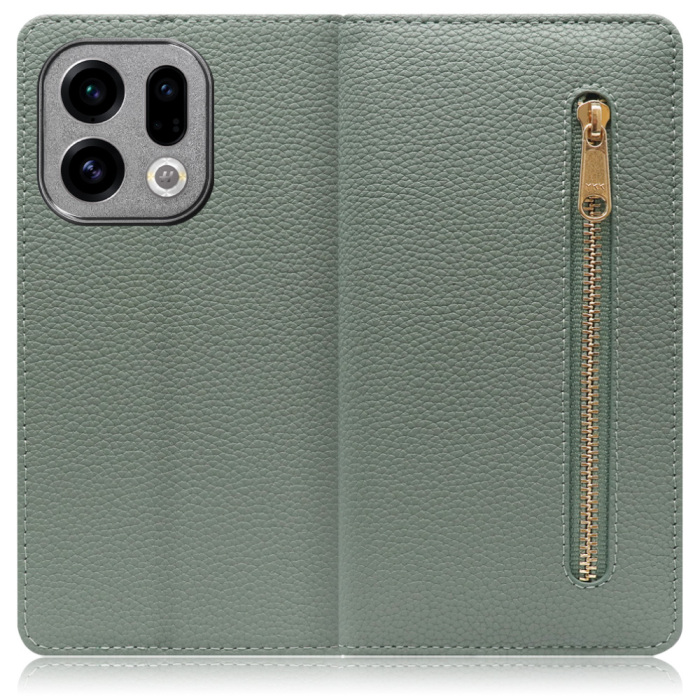 [ LOOF POCKET ] OPPO Find X9 OPG07 CPH2797 スマホケース ケース カバー 手帳型ケース カード収納 本革 マグネットなし ベルトなし ポケット ファスナー [ OPPO Find X9 ]