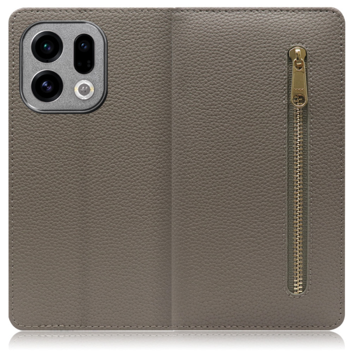 [ LOOF POCKET ] OPPO Find X9 OPG07 CPH2797 スマホケース ケース カバー 手帳型ケース カード収納 本革 マグネットなし ベルトなし ポケット ファスナー [ OPPO Find X9 ]