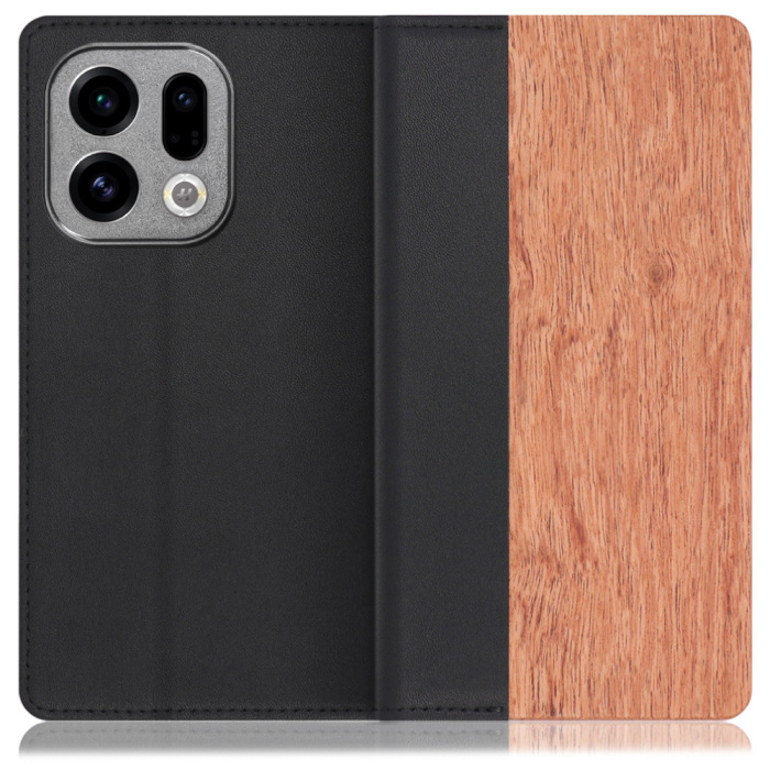[ LOOF NATURE ] OPPO Find X9 OPG07 CPH2797 スマホケース ケース カバー 手帳型ケース カード収納 マグネット付き 天然木 本革 ベルトなし [ OPPO Find X9 ]