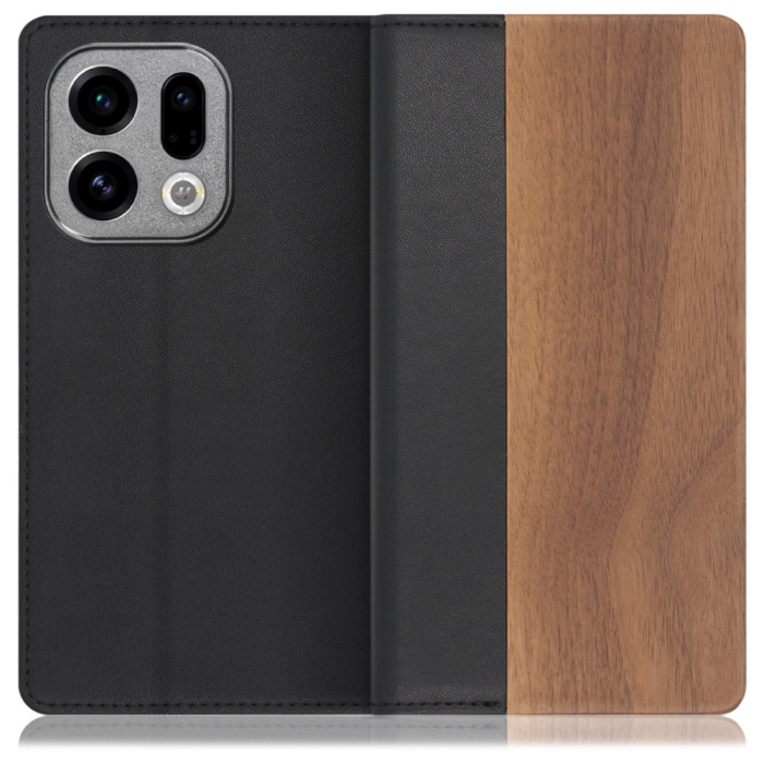 [ LOOF NATURE ] OPPO Find X9 OPG07 CPH2797 スマホケース ケース カバー 手帳型ケース カード収納 マグネット付き 天然木 本革 ベルトなし [ OPPO Find X9 ]
