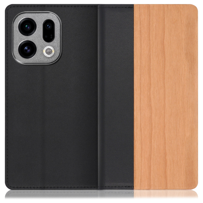 [ LOOF NATURE ] OPPO Find X9 OPG07 CPH2797 スマホケース ケース カバー 手帳型ケース カード収納 マグネット付き 天然木 本革 ベルトなし [ OPPO Find X9 ]