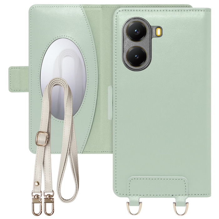 [ LOOF SWEET MIRROR ] POCO X7 Pro Xiaomi スマホケース  ショルダー付き手帳型スマホケース ミラー付き カードポケット 本革 [ POCO X7 Pro ]