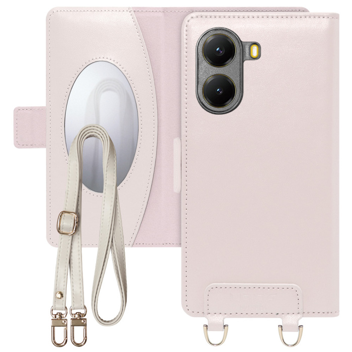 [ LOOF SWEET MIRROR ] POCO X7 Pro Xiaomi スマホケース  ショルダー付き手帳型スマホケース ミラー付き カードポケット 本革 [ POCO X7 Pro ]