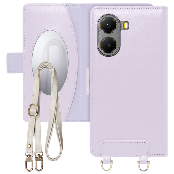 [ LOOF SWEET MIRROR ] POCO X7 Pro Xiaomi スマホケース  ショルダー付き手帳型スマホケース ミラー付き カードポケット 本革 [ POCO X7 Pro ]